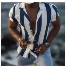Chemise d'été décontractée à rayures pour homme - Coupe confortable