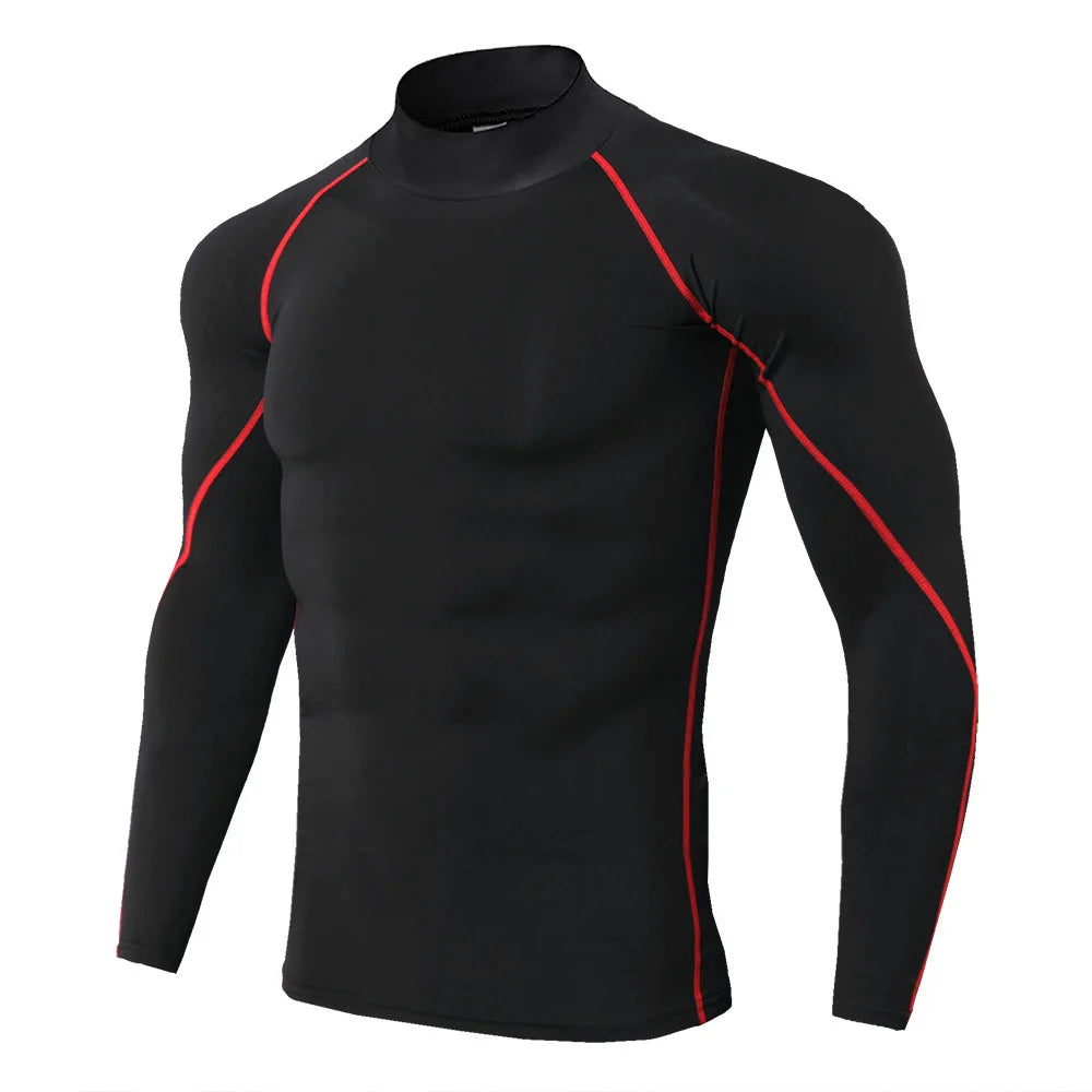 T-shirt de sport compression à manches longues et séchage rapide pour hommes