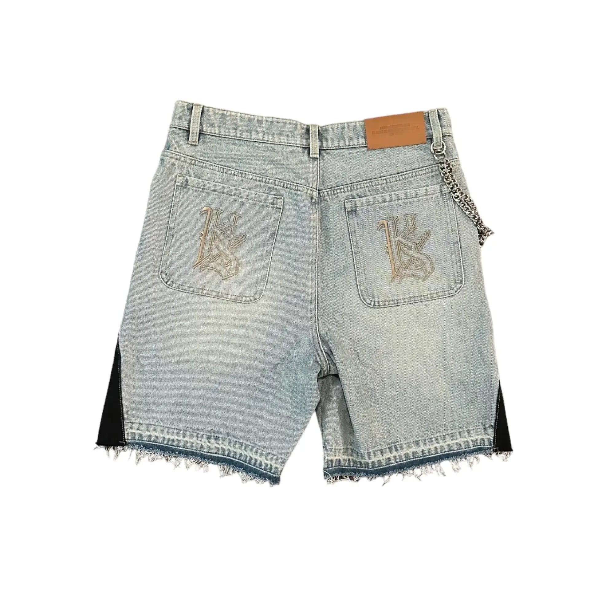 Patchwork rétro streetwear en denim Jorts avec motifs de dessins animés