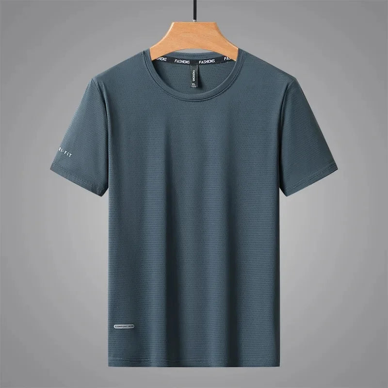 T-shirt de sport léger en maille de soie glacée à séchage rapide, grande taille