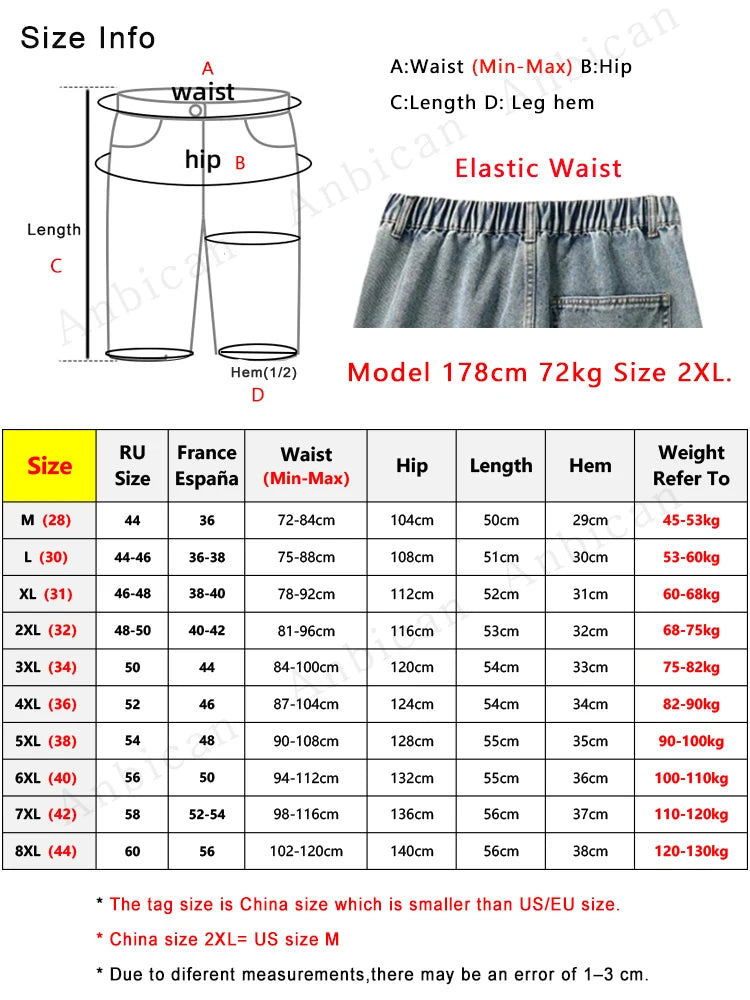 Jean d'été taille élastique Jorts - Short droit baggy pour homme