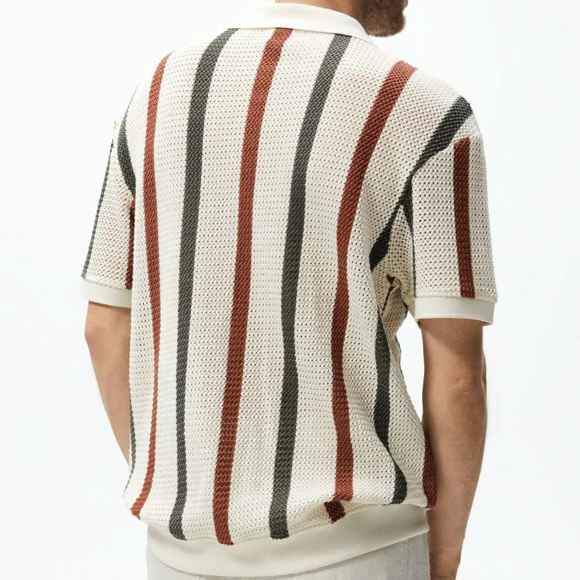Polo homme rayé – Élégance Rétro & Confort Moderne