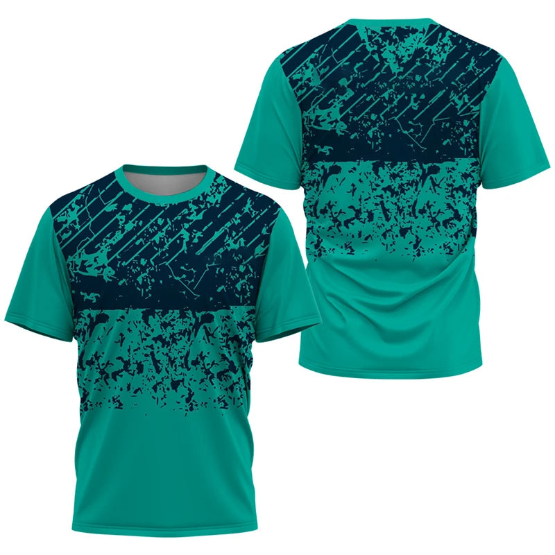 T-shirt de sport à séchage rapide avec motifs dégradés 3D pour homme