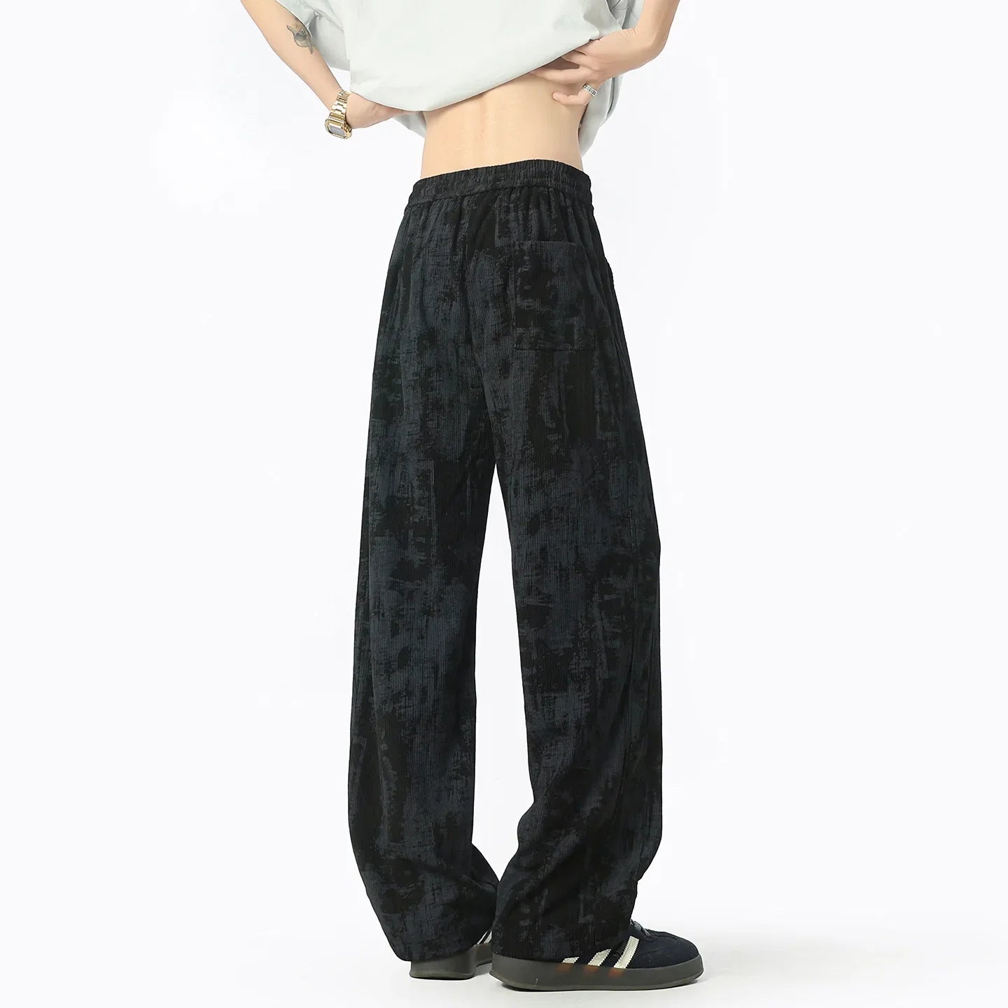 Pantalon chino décontracté coupe ample à jambe droite pour homme