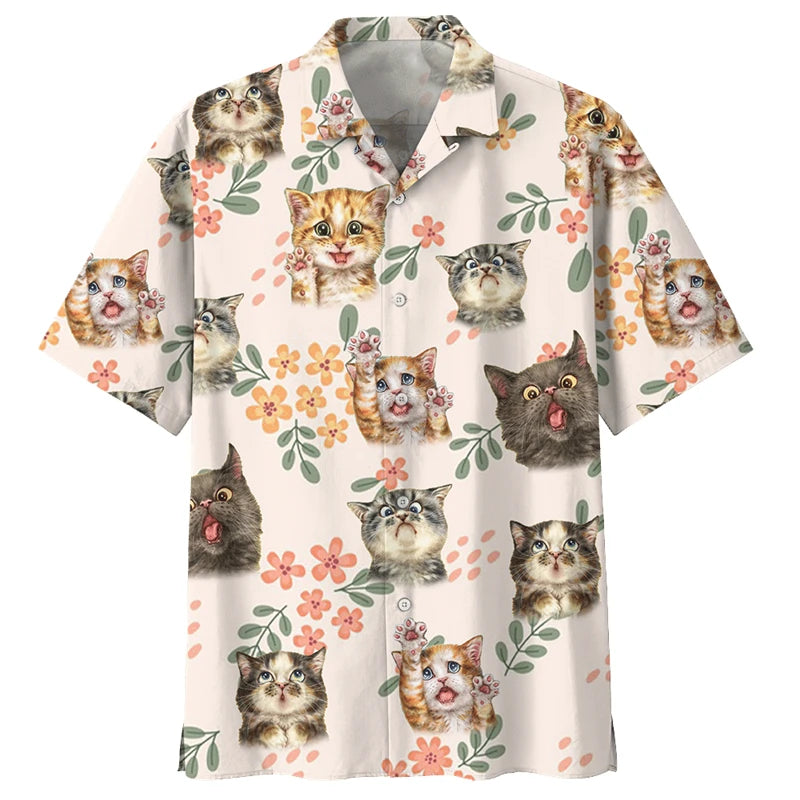 Chemise hawaïenne décontractée boutonnée pour homme avec imprimés 3D