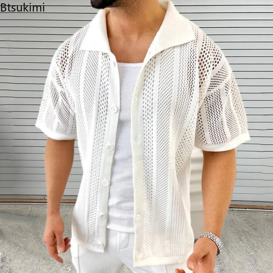 Chemise en crochet légère à manches courtes - style décontracté et respirant