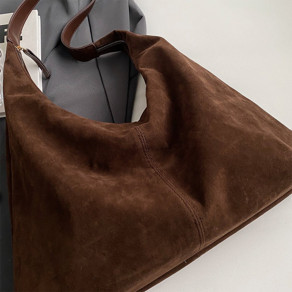 Sac à main pour femme en daim végétalien avec fermeture éclair 8