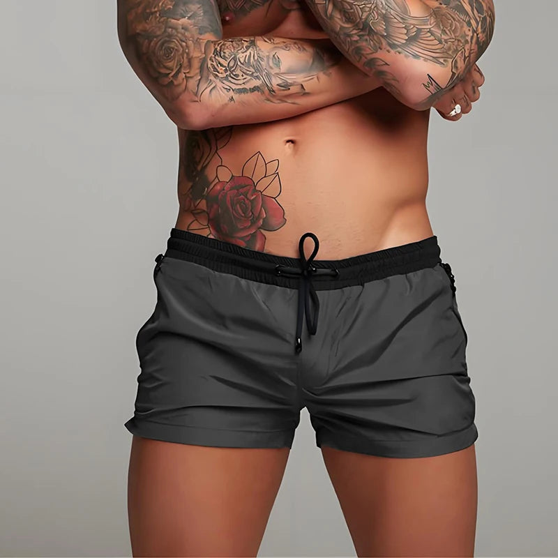 Short courts avec poches zippées pour hommes, sport de plage