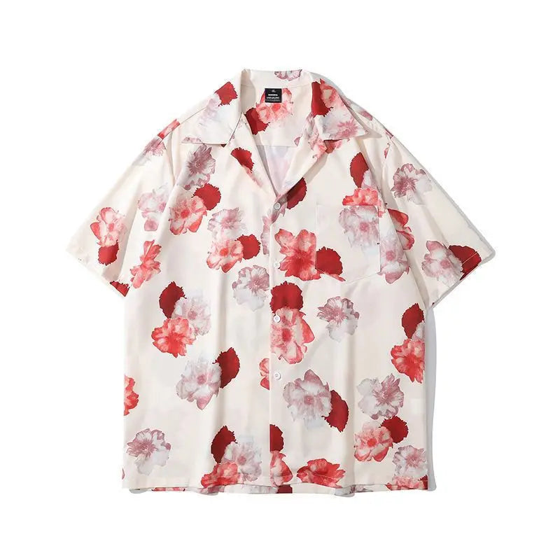 Chemise boutonnée d'été à imprimé dessin animé hawaïen - Décontractée et ample