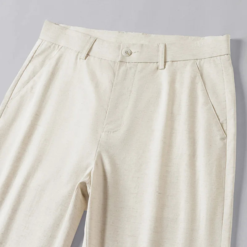 Pantalon de lin respirant coupe droite - Vêtements d'extérieur légers pour hommes