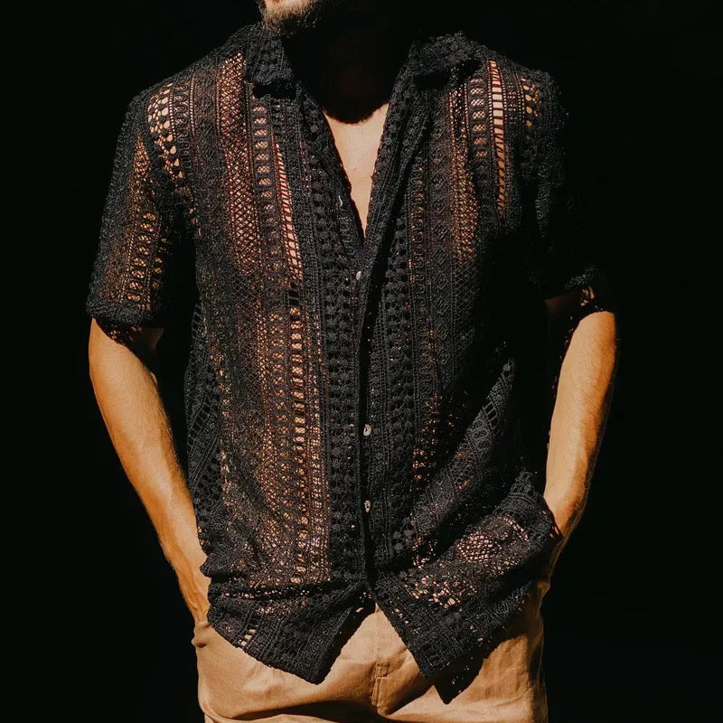 Chemises au crochet à col cubain pour homme - légères, chics, tendance été