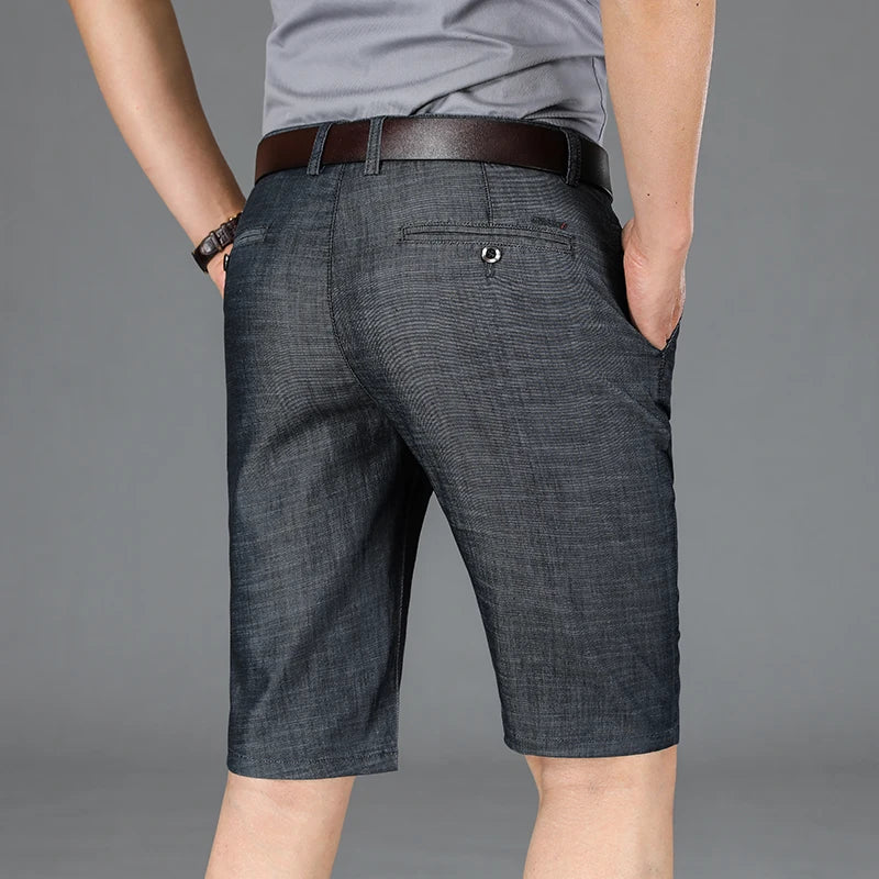 Short décontracté boutonné style denim à devant plat pour homme