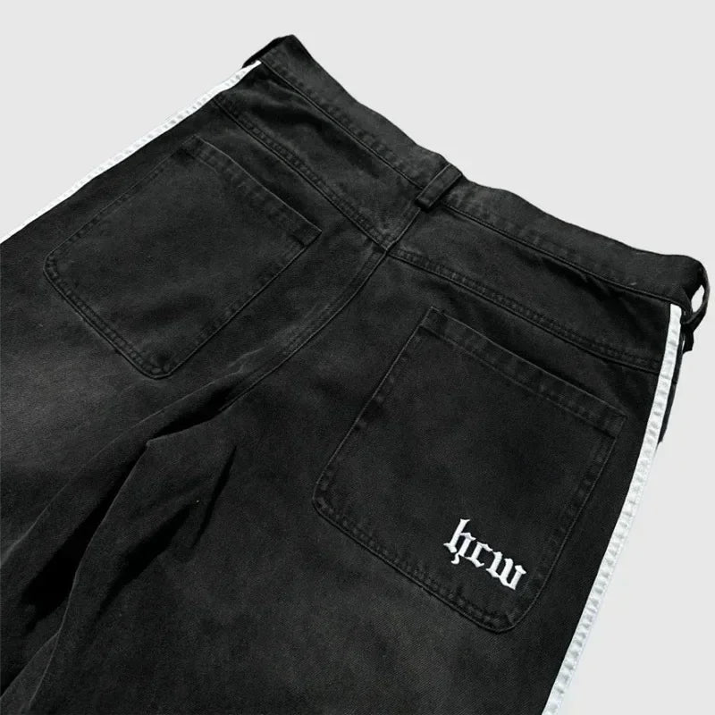 Pantalon ample en jean rayé pour homme – Streetwear été Y2K