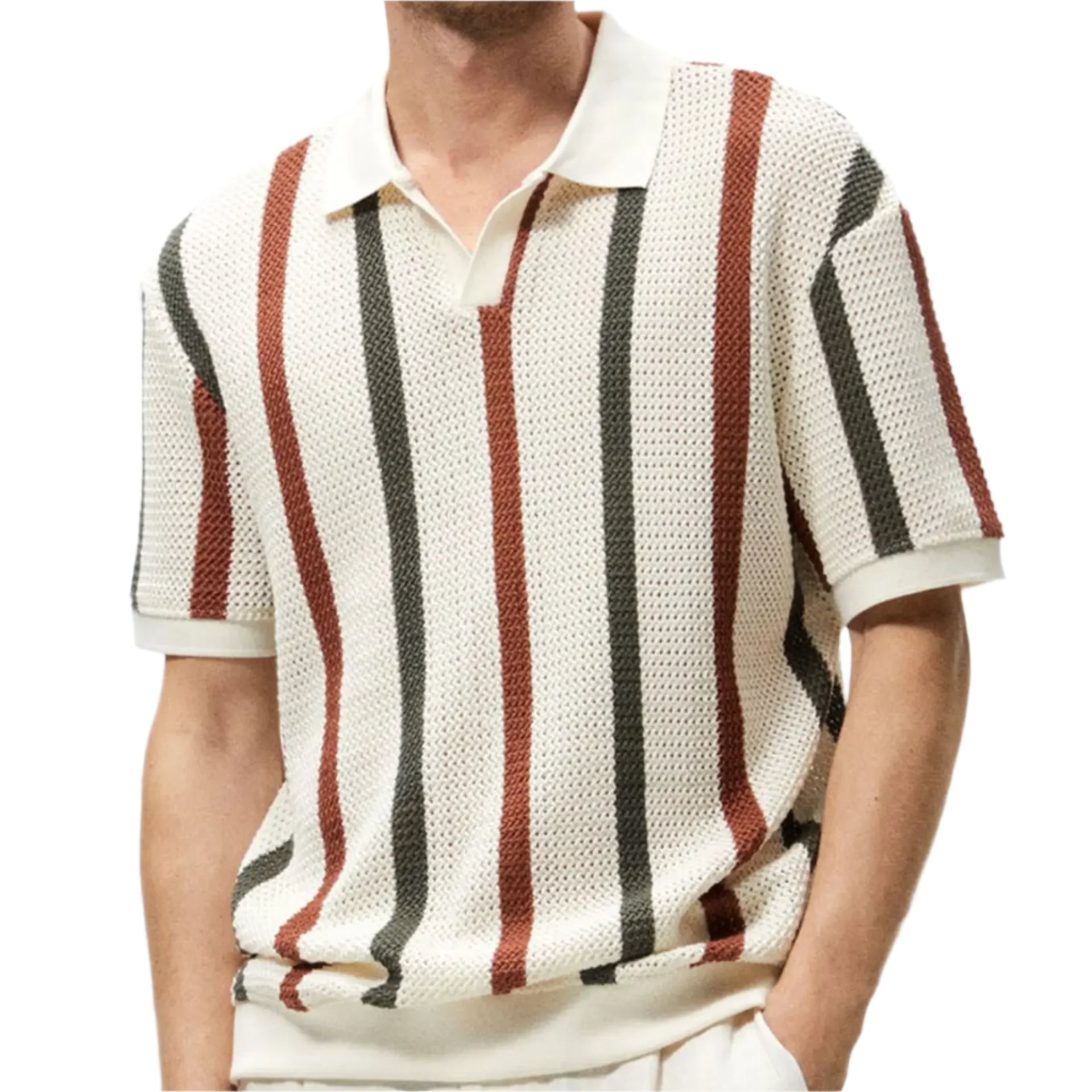 Polo homme rayé – Élégance Rétro & Confort Moderne