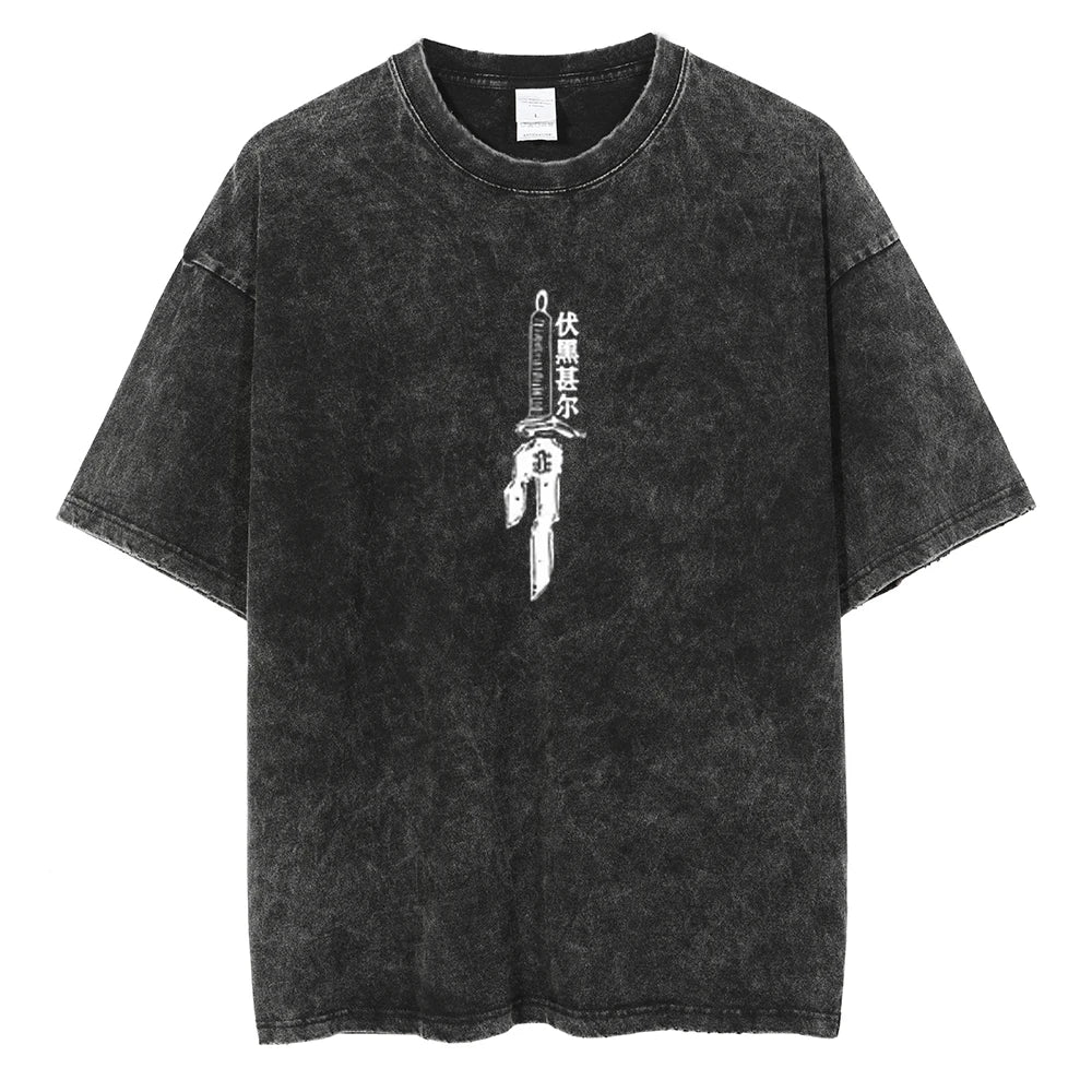 T-shirt graphique surdimensionné pour homme - Style manga vintage