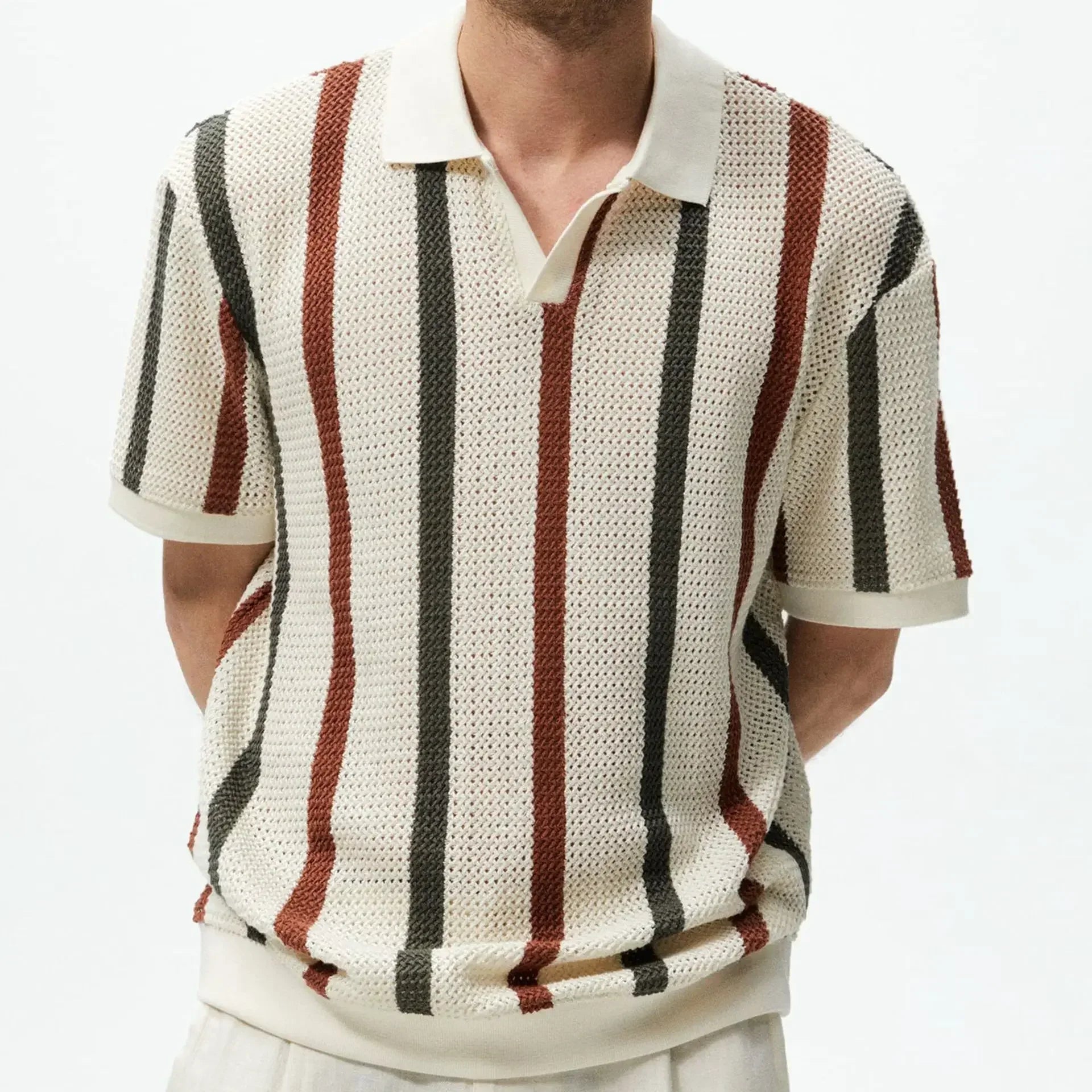 Polo homme rayé – Élégance Rétro & Confort Moderne