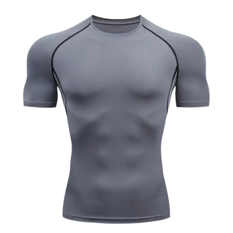 T-shirt de sport à compression – Haut de course moulant et respirant pour homme