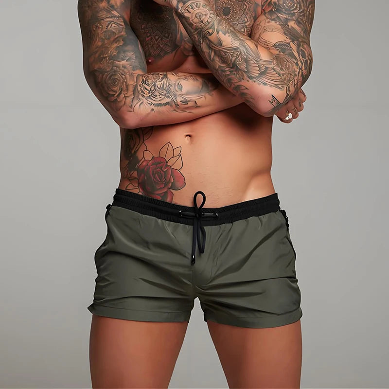 Short courts avec poches zippées pour hommes, sport de plage