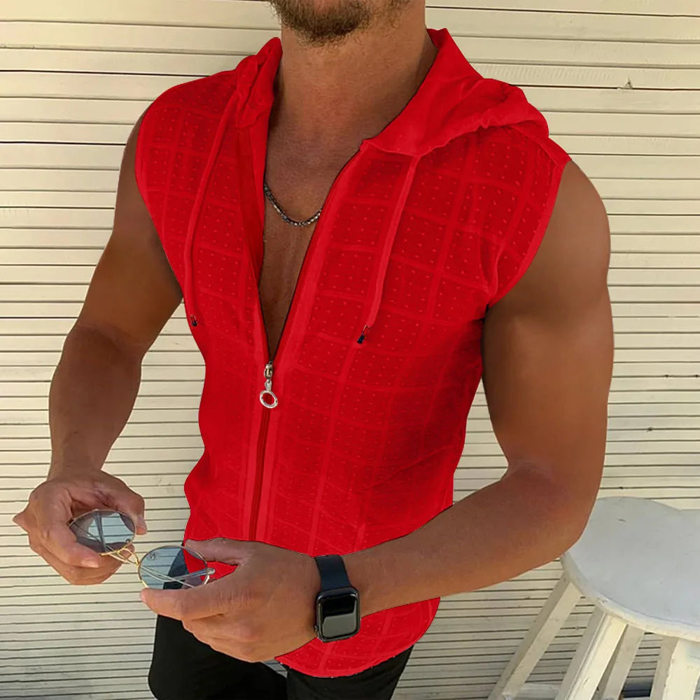 Chemise sans manches zippée pour homme – Débardeur décontracté pour l'été et la plage
