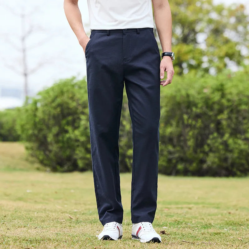 Pantalon de lin respirant coupe droite - Vêtements d'extérieur légers pour hommes
