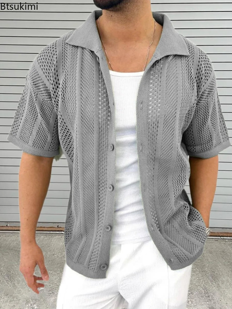Chemise en crochet légère à manches courtes - style décontracté et respirant