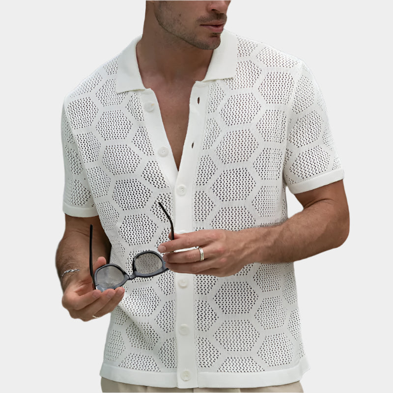 Chemises au crochet à col cubain pour homme - tendance élégante de l'été