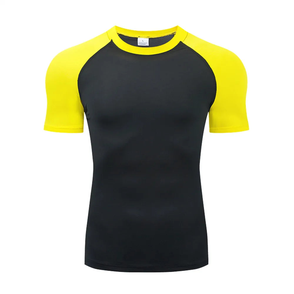 T-shirt de sport à compression – Haut de course moulant et respirant pour homme