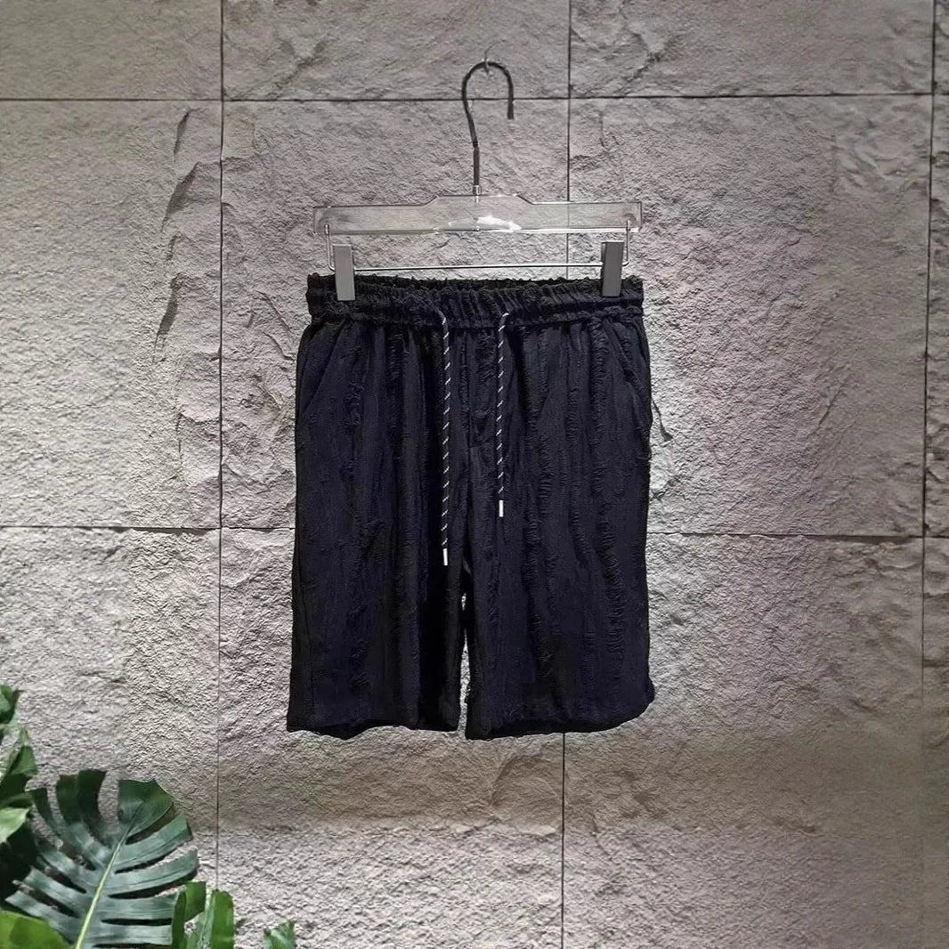 Ensemble deux pièces, haut sans manches et short, effet usé, pour homme