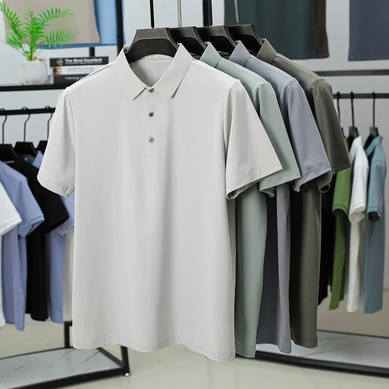 Polo à manches courtes et revers texturés – Haut décontracté d'été pour homme