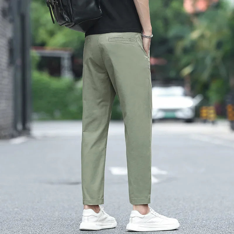 Pantalon droit décontracté en coton extensible pour homme - Vêtements frais et respirants