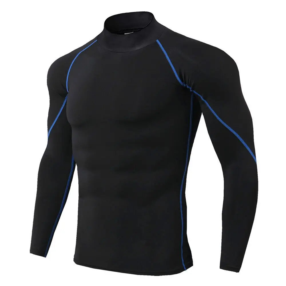 T-shirt de sport compression à manches longues et séchage rapide pour hommes