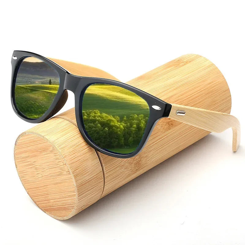 Lunettes de soleil ultraviolettes classiques en bois pour hommes
