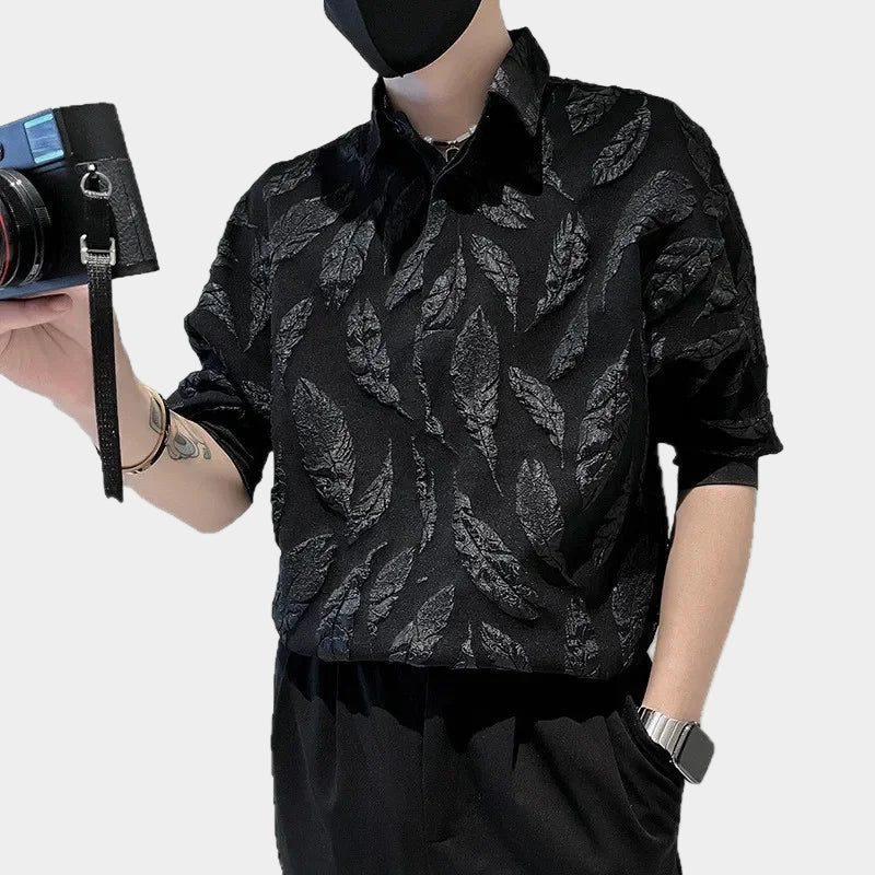 Chemise d'été décontractée en jacquard de style japonais pour homme