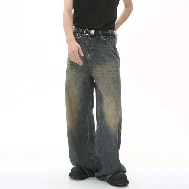 Pantalon ample vintage à jambes larges pour homme, style streetwear