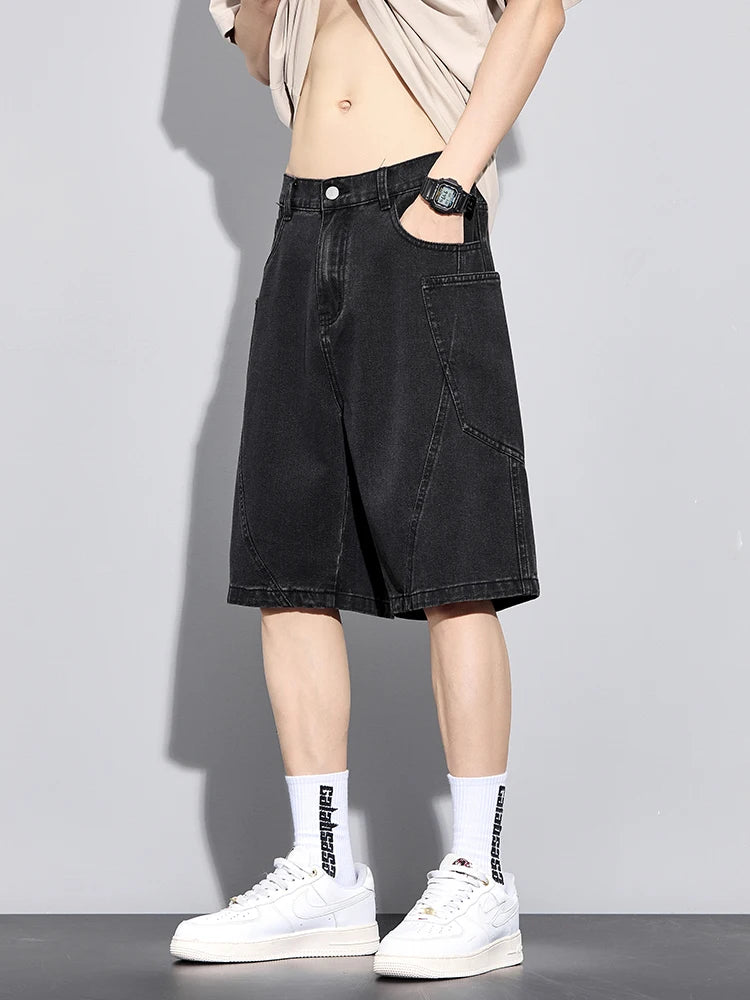 Jean d'été taille élastique Jorts - Short droit baggy pour homme