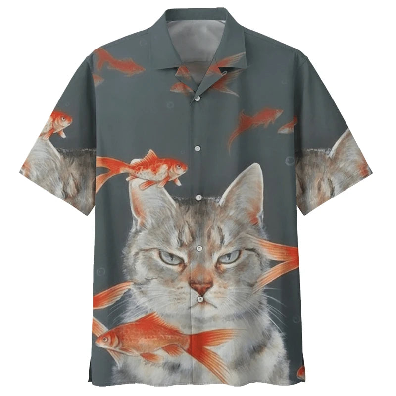 Chemise hawaïenne décontractée boutonnée pour homme avec imprimés 3D