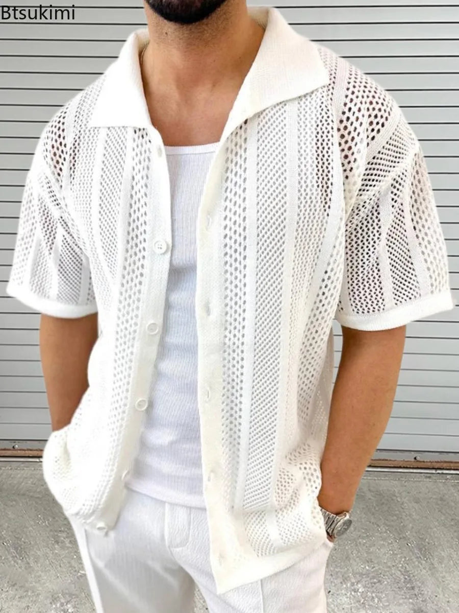 Chemise en crochet légère à manches courtes - style décontracté et respirant