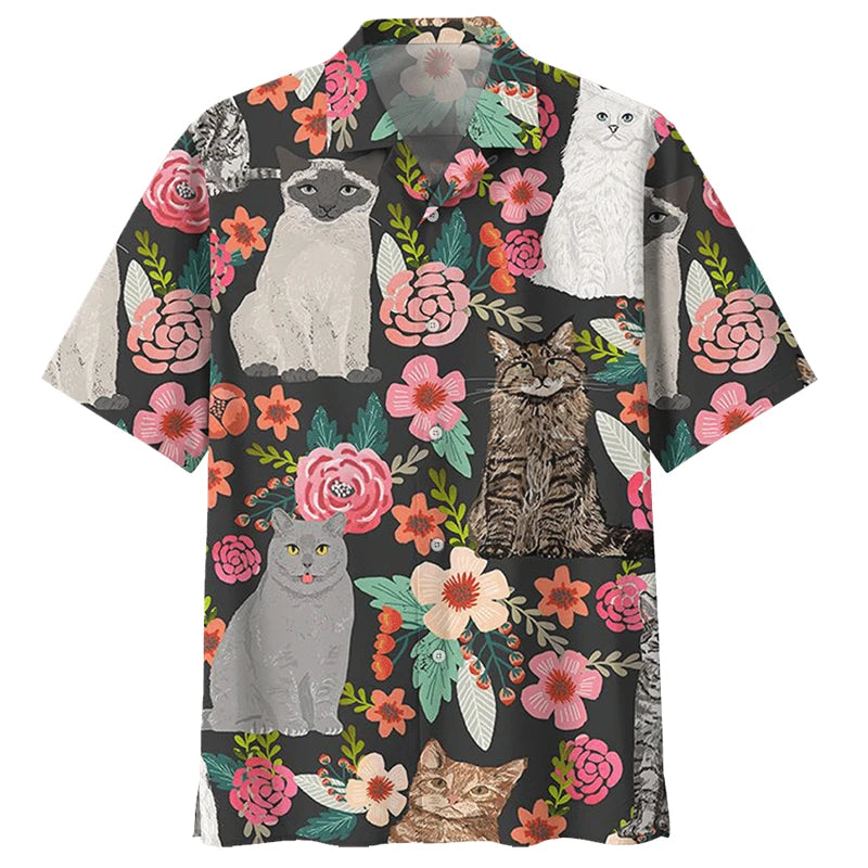 Chemise hawaïenne décontractée boutonnée pour homme avec imprimés 3D