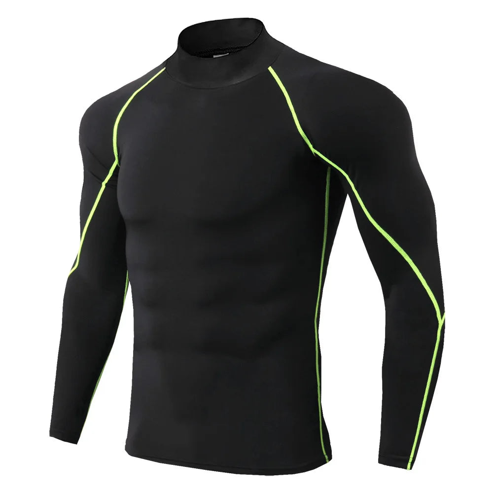 T-shirt de sport compression à manches longues et séchage rapide pour hommes