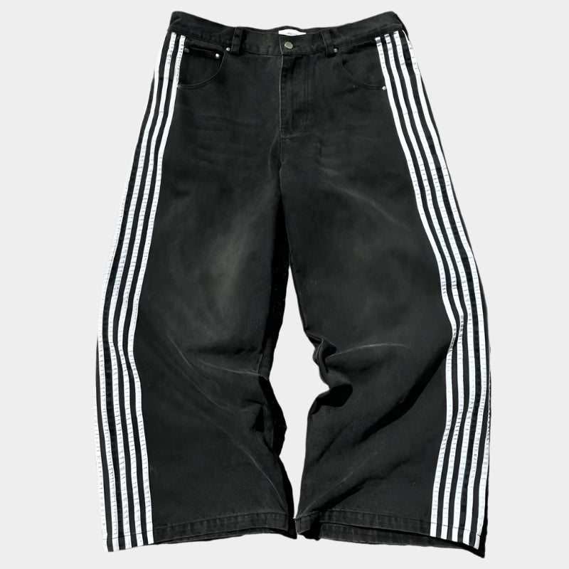 Pantalon ample en jean rayé pour homme – Streetwear été Y2K