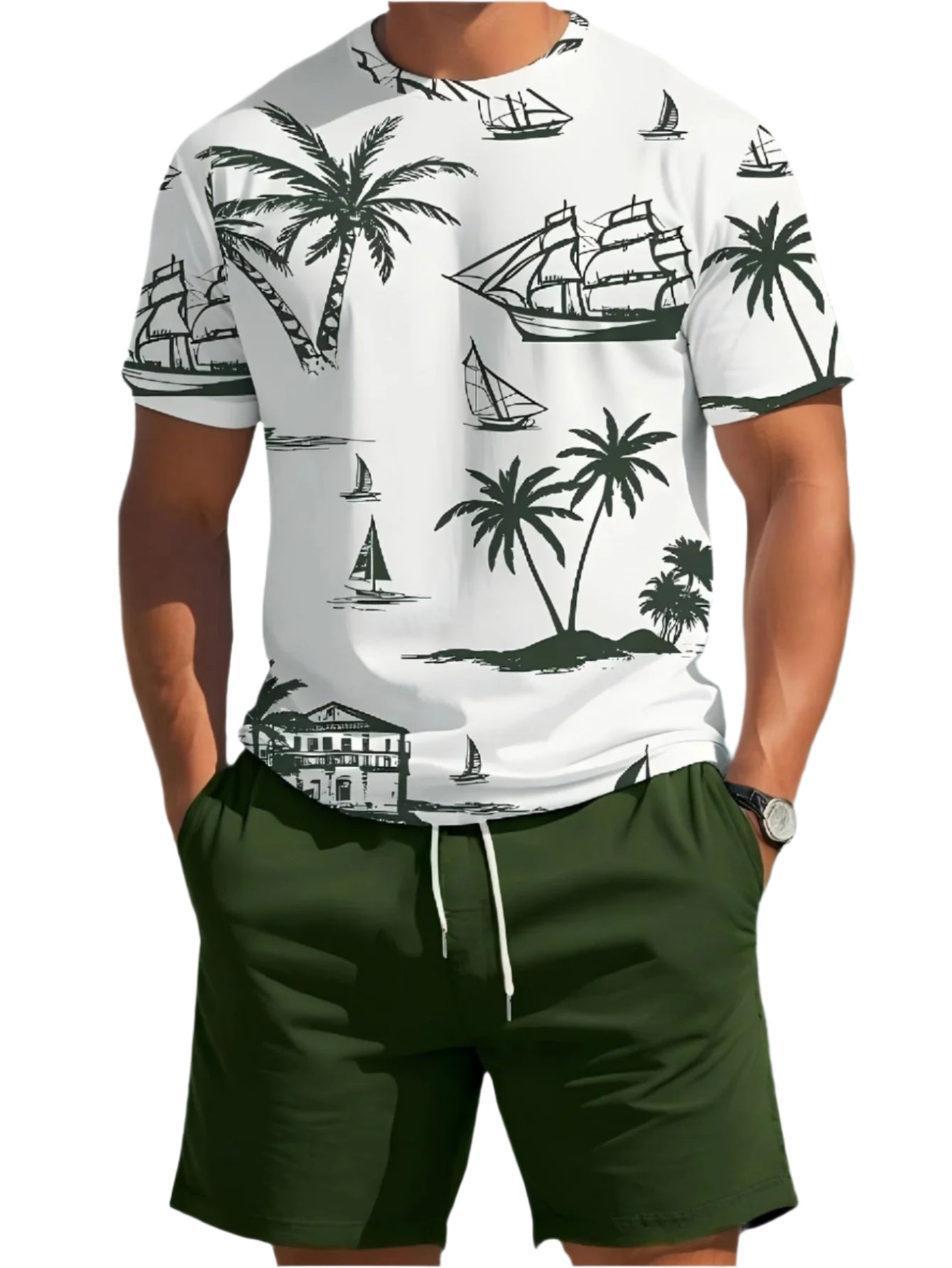 Tenue tropicale homme – Ensemble d'été décontracté, idéal pour les journées chaudes et les vacances