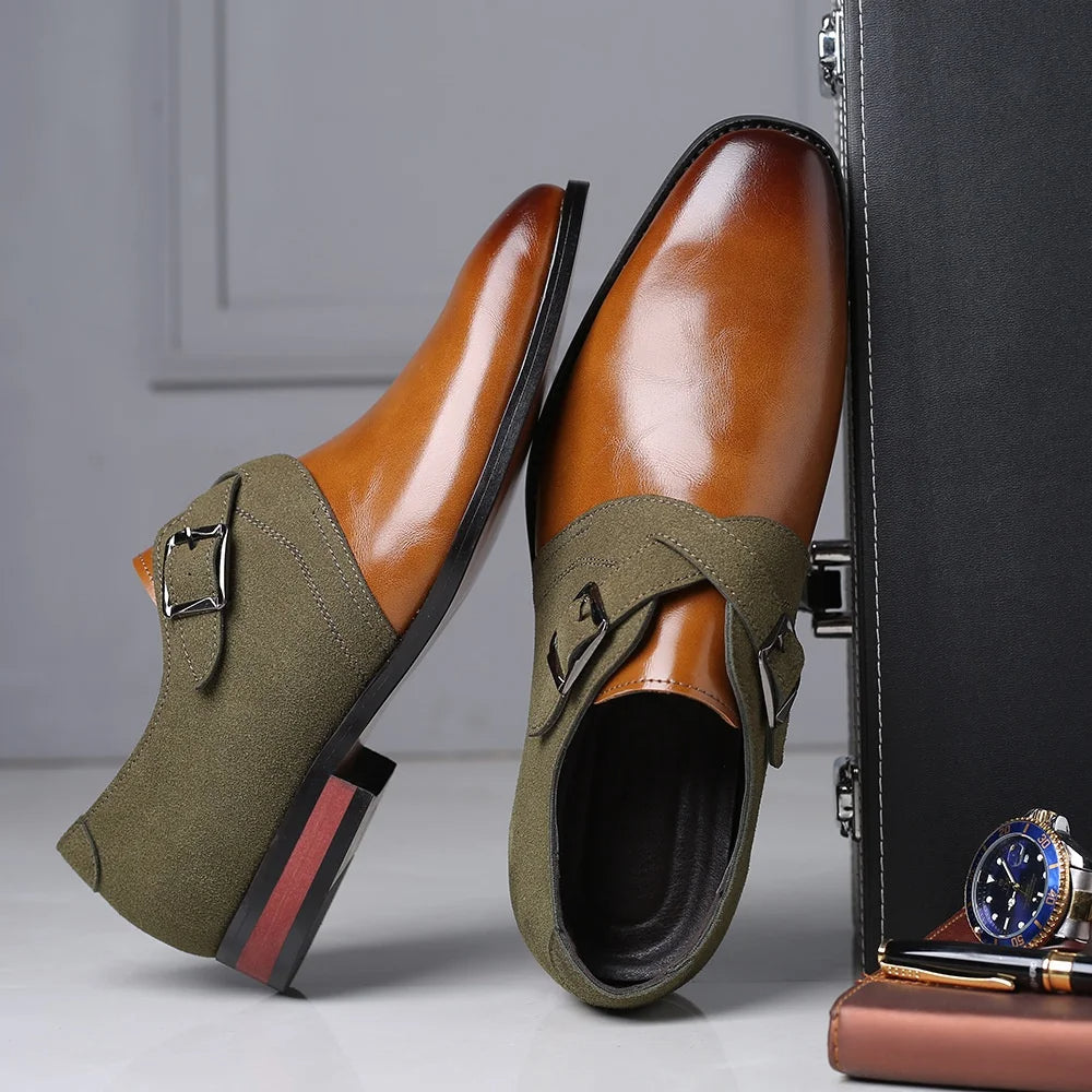 Mocassins à double boucle avec confort en cuir vegan et daim