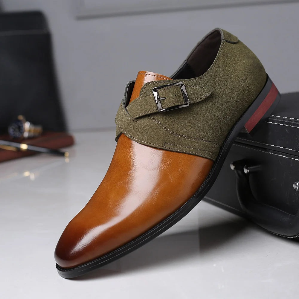 Mocassins à double boucle avec confort en cuir vegan et daim