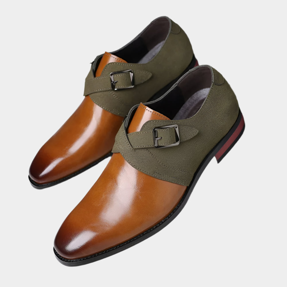 Mocassins à double boucle avec confort en cuir vegan et daim