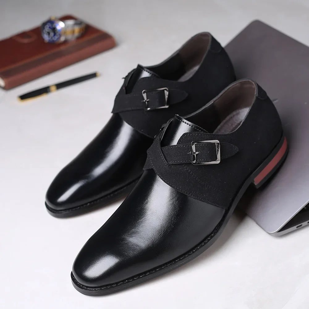 Mocassins à double boucle avec confort en cuir vegan et daim