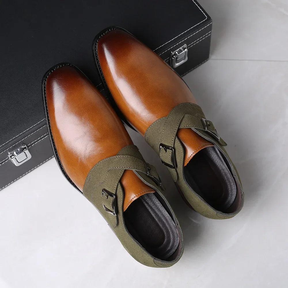 Mocassins à double boucle avec confort en cuir vegan et daim