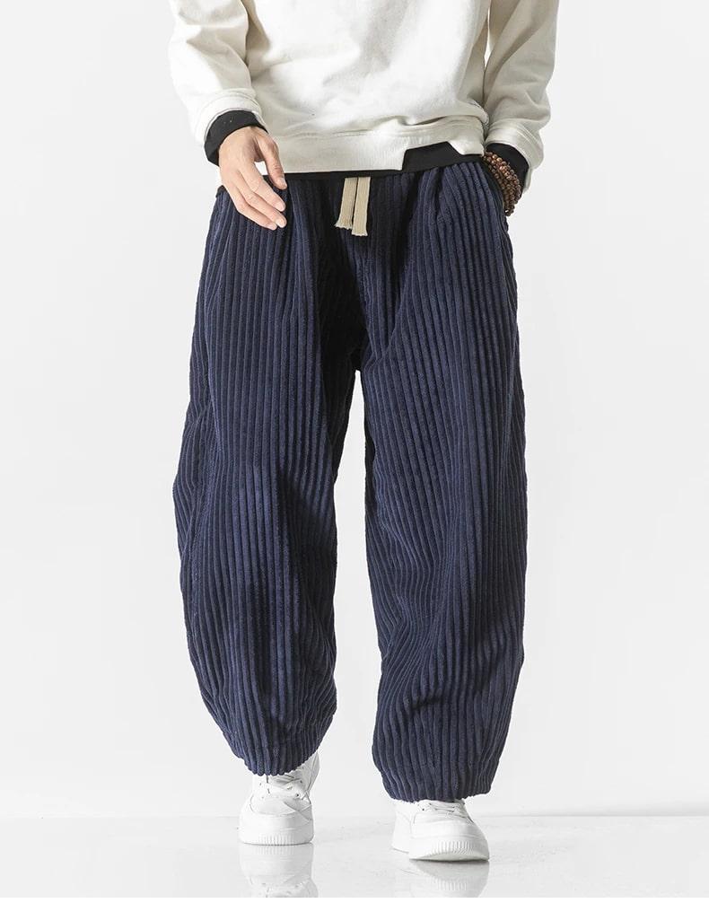 Valérien - Pantalon en velours côtelé oversized pour hommes, confortable et élégant pour un look décontracté