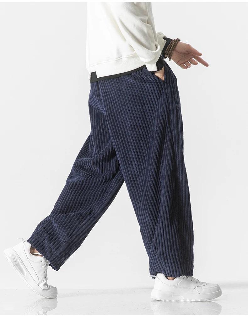Valérien - Pantalon en velours côtelé oversized pour hommes, confortable et élégant pour un look décontracté