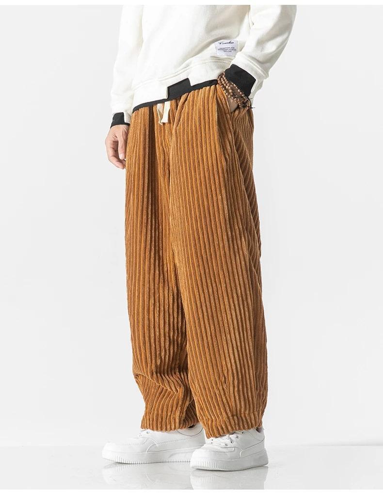 Valérien - Pantalon en velours côtelé oversized pour hommes, confortable et élégant pour un look décontracté