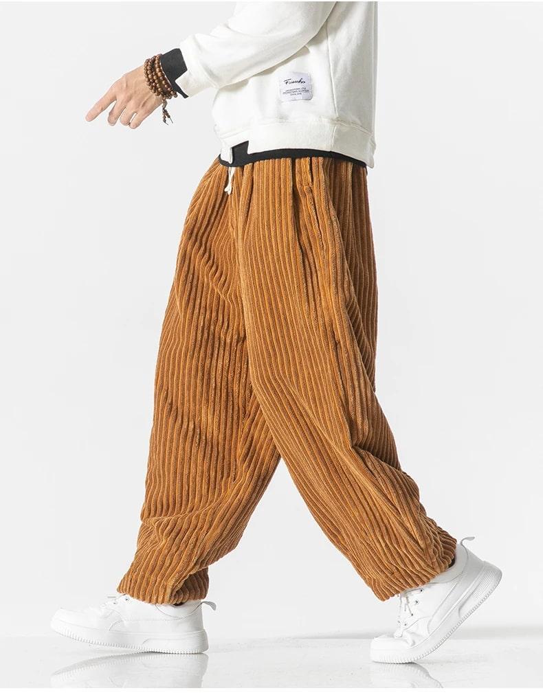 Valérien - Pantalon en velours côtelé oversized pour hommes, confortable et élégant pour un look décontracté